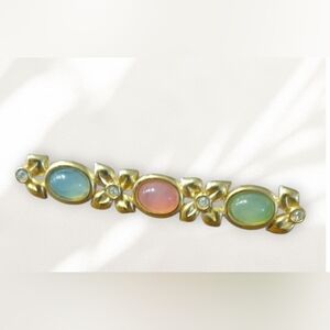 Vintage Colorful Glass Cabochon  Richelieu Brooch